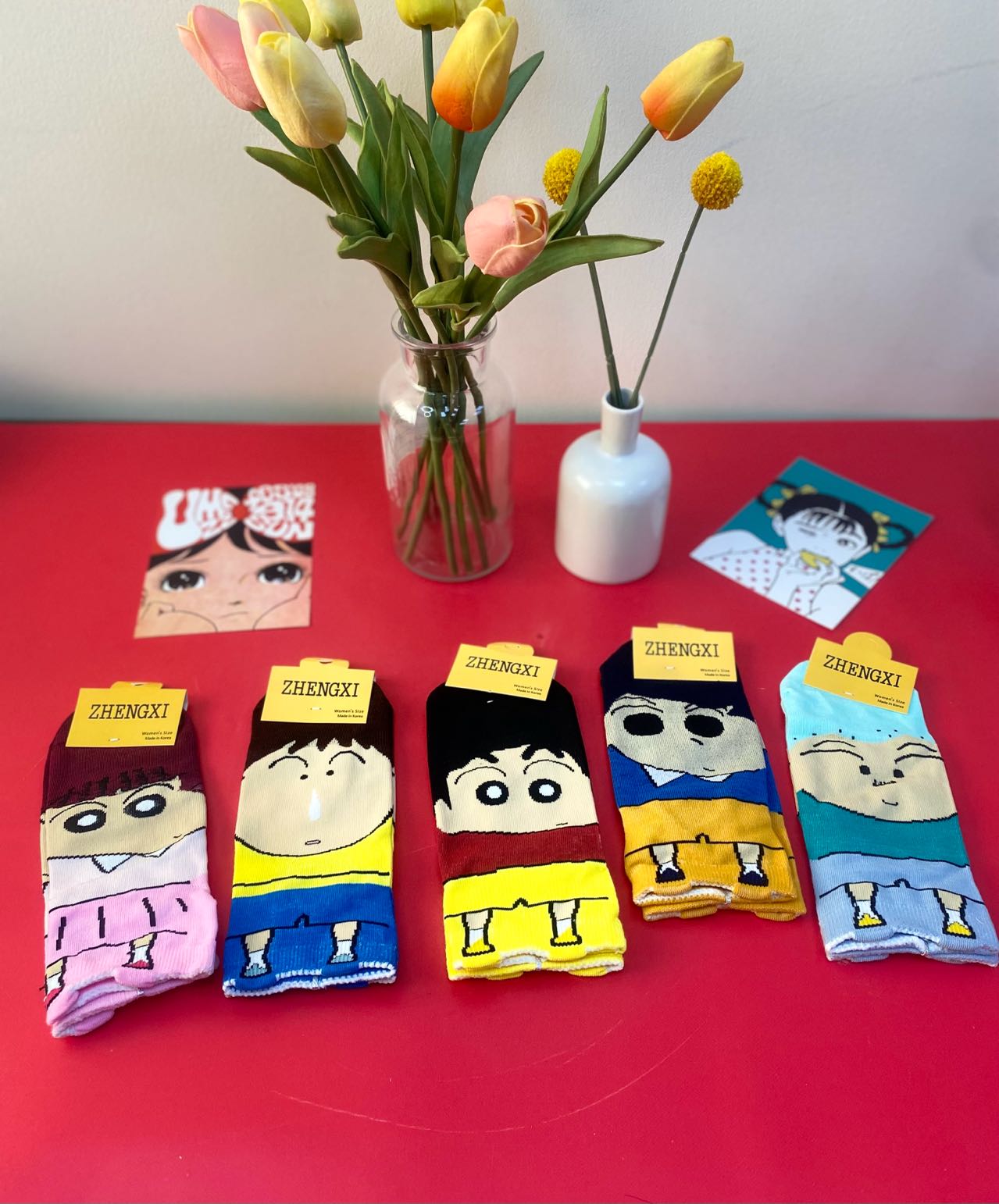 Thela Gaadic Cotton Funky Socks for Men and Women - Ankle length Printed Shinchan