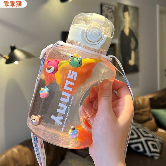 1L Sports Water Bottle （including 3D Sticker, Brush, Strap)