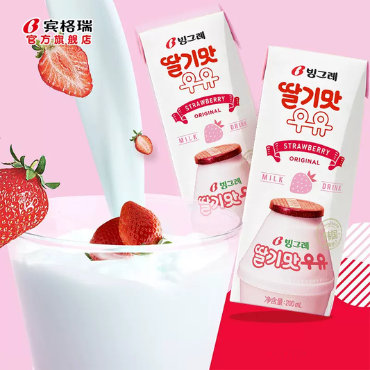 BINGGRAE Strawberry flavored milk drink 200ml