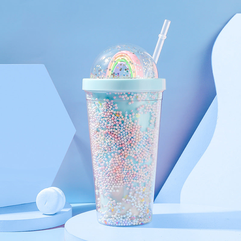 Creative Fashion Foam Straw Rainbow  Plastic Cup