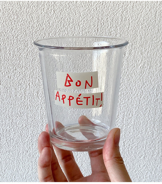 Korean Style French Letter Glass Cup